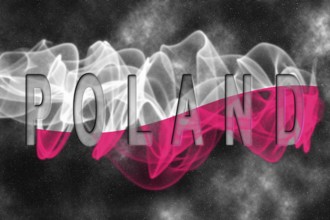 Poland Flag with Starry Background Smoke Effect