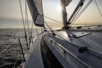 Sunset on a sailing yacht