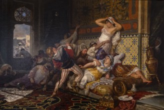 Assault on the harem, Ricard Anckermann Riera, 1880, oil on canvas, Museu de Mallorca, Palma,