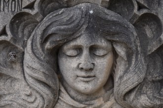 Woman face, Palma cemetery, Mallorca, Balearic Islands, Spain, Europe
