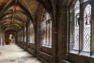 Chester, United Kingdom, 26 August, 2022: view of the cloister hallway in the courtyard of the