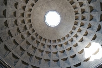 Rome, Italy, August 18, 2016: Indoor view of Pantheon of Agripa in Rome. The Pantheon is a former