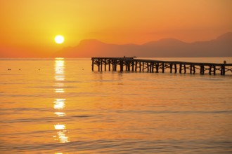 Majorca Muro beach sunrise in Alcudia Bay Mallorca at Balearic Islands of Spain