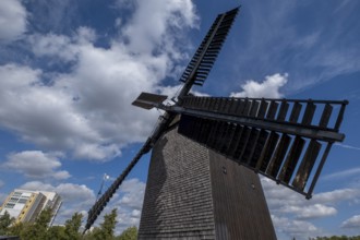 Germany, Berlin, 19.09.2023, Marzahner Bockwindmühle, a trestle windmill in Berlin-Marzahn, the