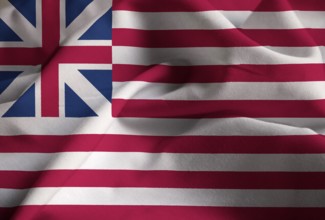 Closeup of Ruffled Grand Union Flag, Grand Union Flag Blowing in Wind