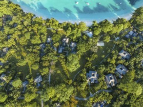 Aerial View, seychellen, Mahe, Port Glaud and Port launay Beach, Port Glaud, Seychellen