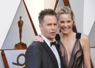 Leslie Bibb and Sam Rockwell at the 90th Annual Academy Awards held at the Dolby Theatre in