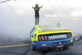 NASCAR Cup Series Driver Ryan Blaney (12) celebrates his win for the NASCAR Cup Series Championship