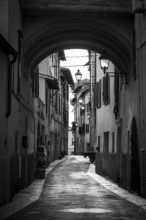 Empty streets in the little village of Montaione in the Tuscany, Italy, Europe
