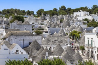 Trulli neighbourhood on the south side of the town called Rione Monti in Alberobello in Apulia in