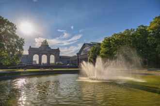 Brussels Belgium, city skyline at Arcade du Cinquantenaire of Brussels (Arc de Triomphe) and Square