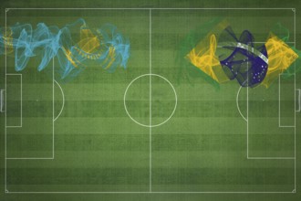 Kazakhstan vs Brazil Soccer Match, national colors, national flags, soccer field, football game,