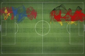 Mongolia vs Germany Soccer Match, national colors, national flags, soccer field, football game,