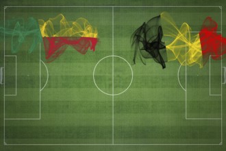 Benin vs Belgium Soccer Match, national colors, national flags, soccer field, football game,