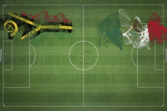 Vanuatu vs Mexico Soccer Match, national colors, national flags, soccer field, football game,