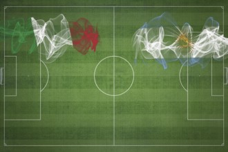 Italy vs Argentina Soccer Match, national colors, national flags, soccer field, football game,