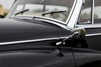 Details of a classic car in a museum