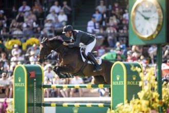 Armando Trapote of Spain and riding Tornado VS compete in the first round of the 1.60m CPKC