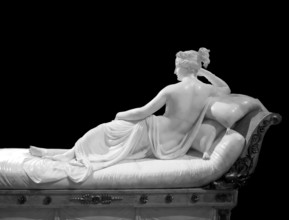 ROME, ITALY, AUGUST 24, 2021: Antonio Canova sculpture of Pauline Bonaparte, his masterpiece