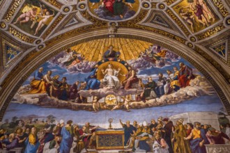 VATICAN CITY, VATICAN, JUNE 12, 2015 : interiors and architectural details of Raphael rooms in