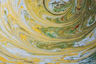 Beautiful abstract art of Ebru marbling painting techniques on water with acrylic paints
