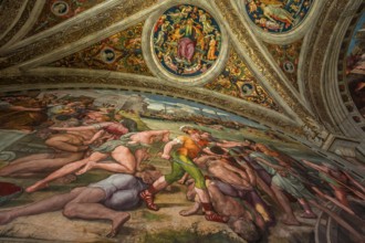 VATICAN CITY, VATICAN, JUNE 12, 2015 : interiors and architectural details of Raphael rooms in