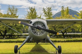 Daejeon, South Korea. October 3, 2019: Front view of engine and propeller of De Havilland U-6
