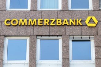 GIESSEN, Germany - 2021_04_09: Commerzbank Logo on a Facade. Commerzbank AG is one of the largest