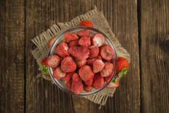 Portion of fresh Dried Strawberries close-up shot, selective focus