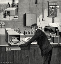 Ship's telegraph station for wireless telegraphy, 19th century