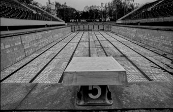 Germany, Berlin, 16.11.1991, Friesenstadion (swimming stadium) in decay, Europe