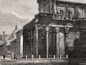 The Temple of Antoninus and Faustina, Rome, Italy, 19th Century, Europe