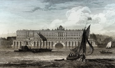 Somerset House, from River Thames, Westminster, London, UK