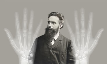 Portrait of Wilhelm Conrad Röntgen, 1845 – 1923, German mechanical engineer and physicist,