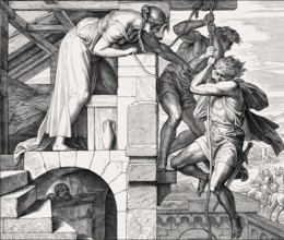 Rahab lets the spies escape, Old Testament, by Julius Schnorr von Carolsfeld, 1860