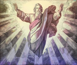 The Creation of Light, Old Testament, by Julius Schnorr von Carolsfeld, 1860, digitally altered