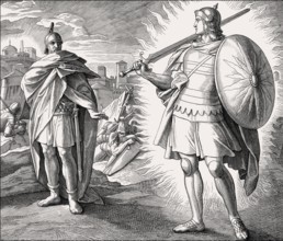 Joshua and the Angel, Old Testament, by Julius Schnorr von Carolsfeld, 1860