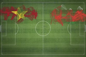 Vietnam vs Oman Soccer Match, national colors, national flags, soccer field, football game,
