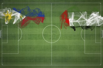 Philippines vs United Arab Emirates Soccer Match, national colors, national flags, soccer field,