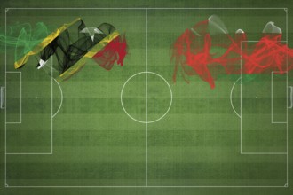 Saint Kitts and Nevis vs Oman Soccer Match, national colors, national flags, soccer field, football