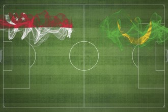 Singapore vs Mauritania Soccer Match, national colors, national flags, soccer field, football game,