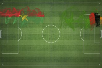 Burkina Faso vs Zambia Soccer Match, national colors, national flags, soccer field, football game,