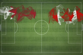 Bahrain vs Canada Soccer Match, national colors, national flags, soccer field, football game,