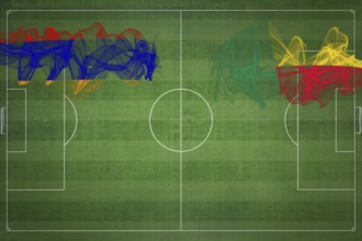 Armenia vs Benin Soccer Match, national colors, national flags, soccer field, football game,