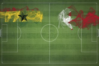 Ghana vs Bahrain Soccer Match, national colors, national flags, soccer field, football game,