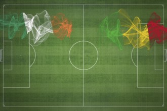 Ireland vs Mali Soccer Match, national colors, national flags, soccer field, football game,