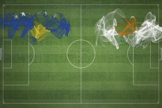 Kosovo vs Cyprus Soccer Match, national colors, national flags, soccer field, football game,