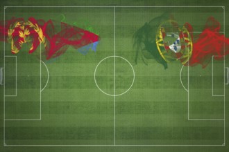 Eritrea vs Portugal Soccer Match, national colors, national flags, soccer field, football game,