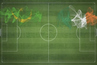 Mauritania vs Ireland Soccer Match, national colors, national flags, soccer field, football game,