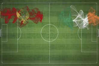 Montenegro vs Ireland Soccer Match, national colors, national flags, soccer field, football game,